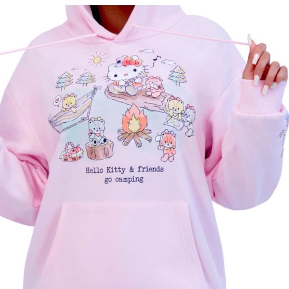 NWTS HELLO KITTY Pink Hoodie with Gold Detail